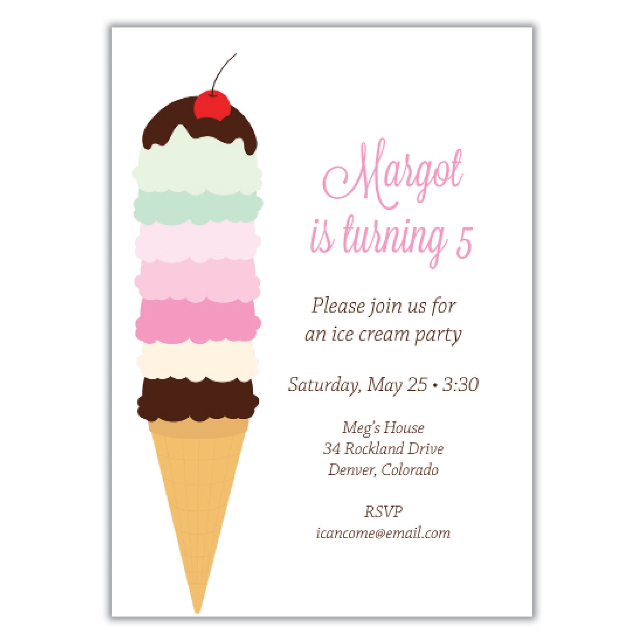Ice Cream Party Invitation