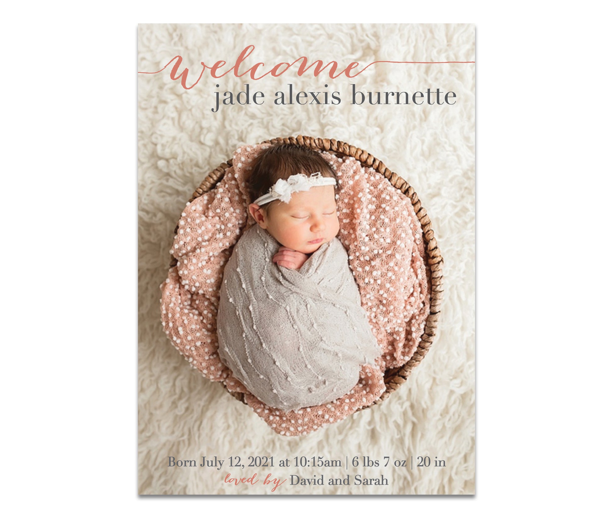 Welcome birth announcement