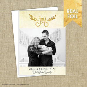 Gold Foil Christmas Card. Joy