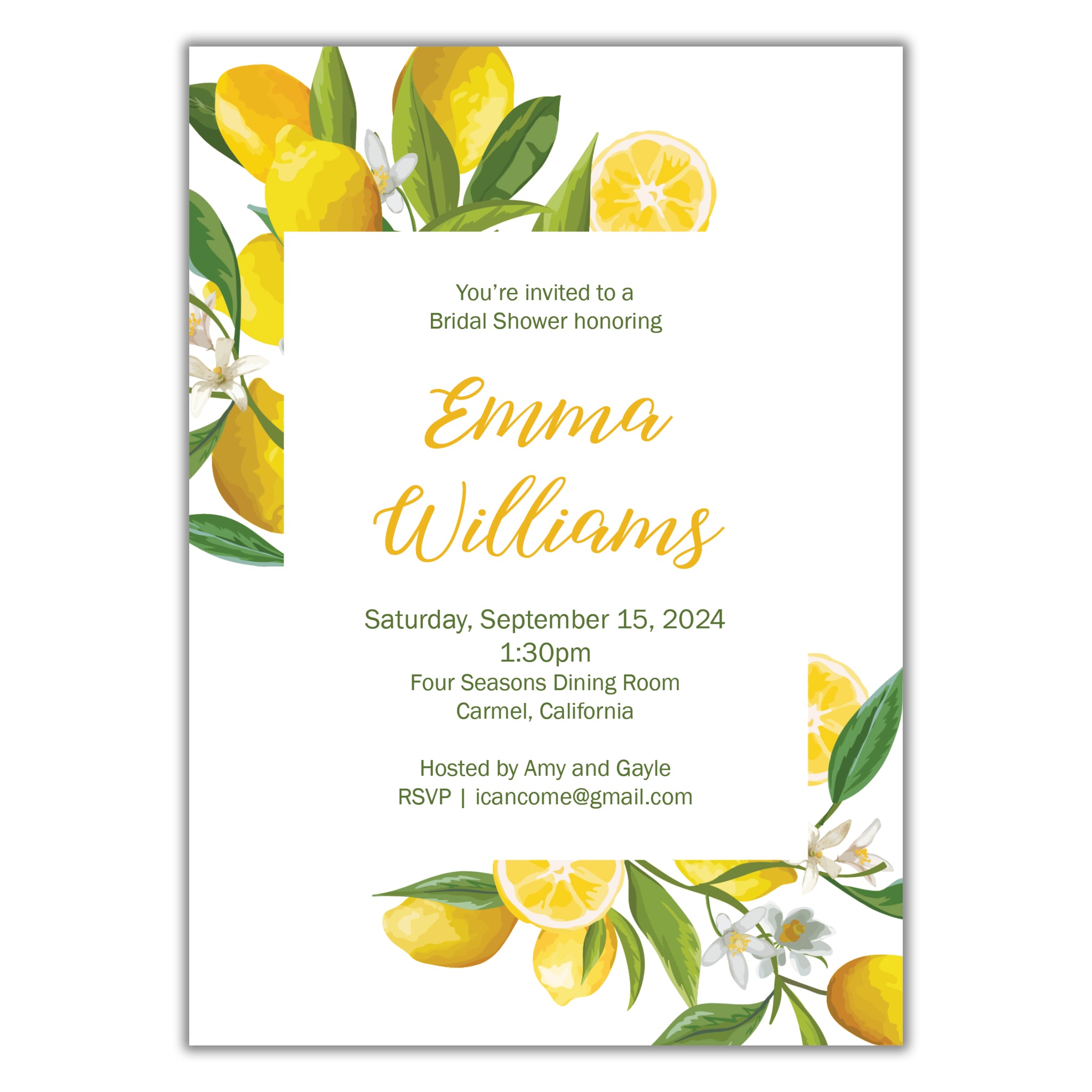 Lemon Bridal Shower Invitation