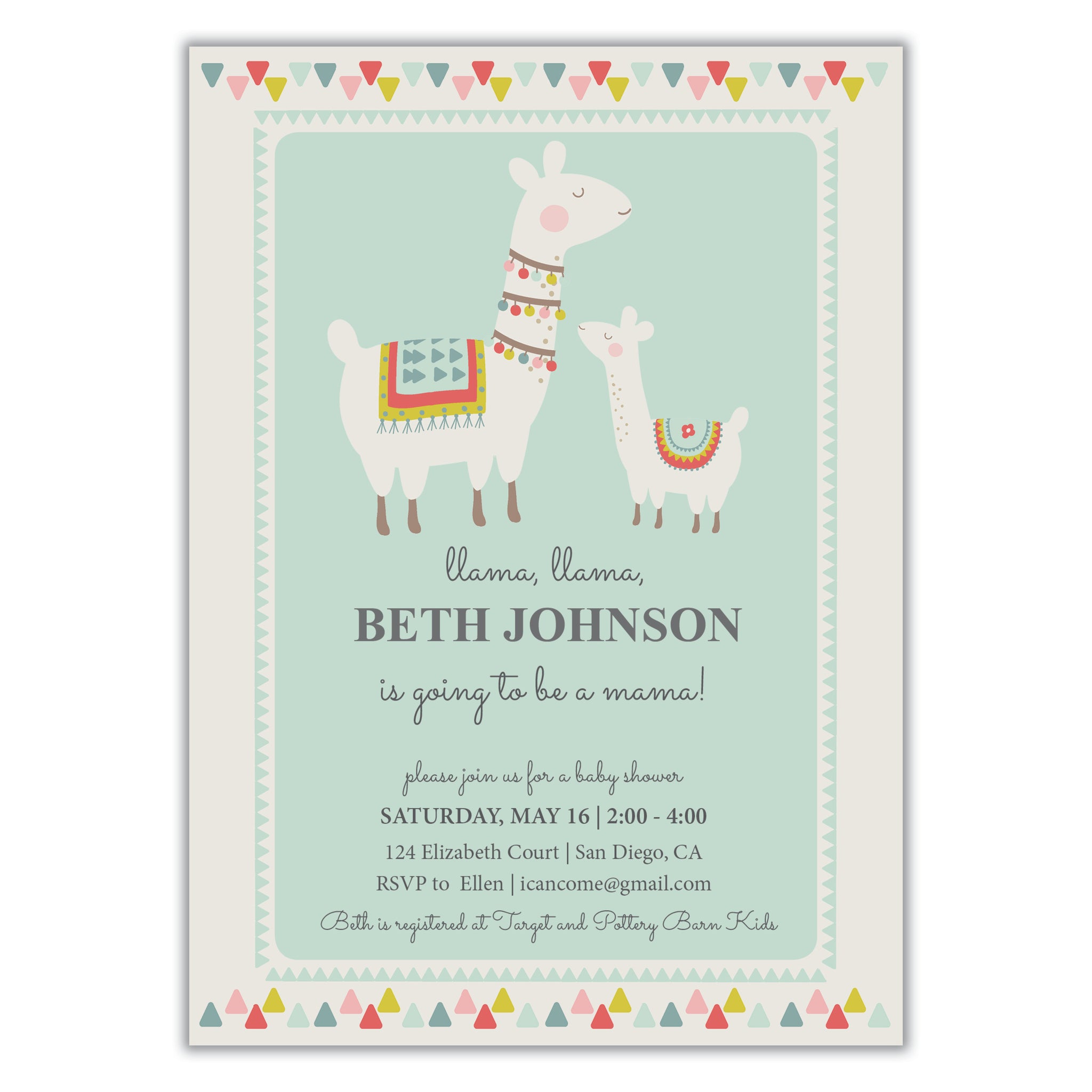 Llama Baby Shower Invitation