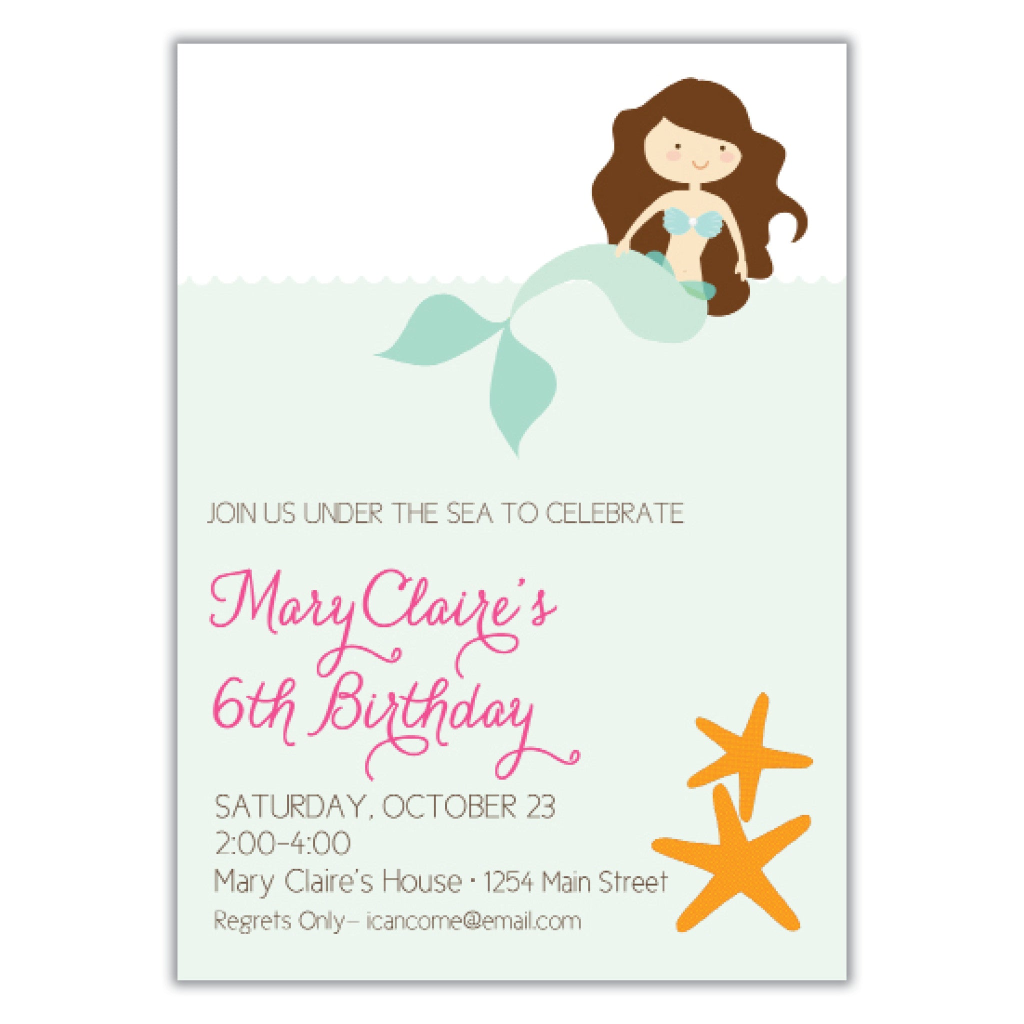 Mermaid Birthday Invitation