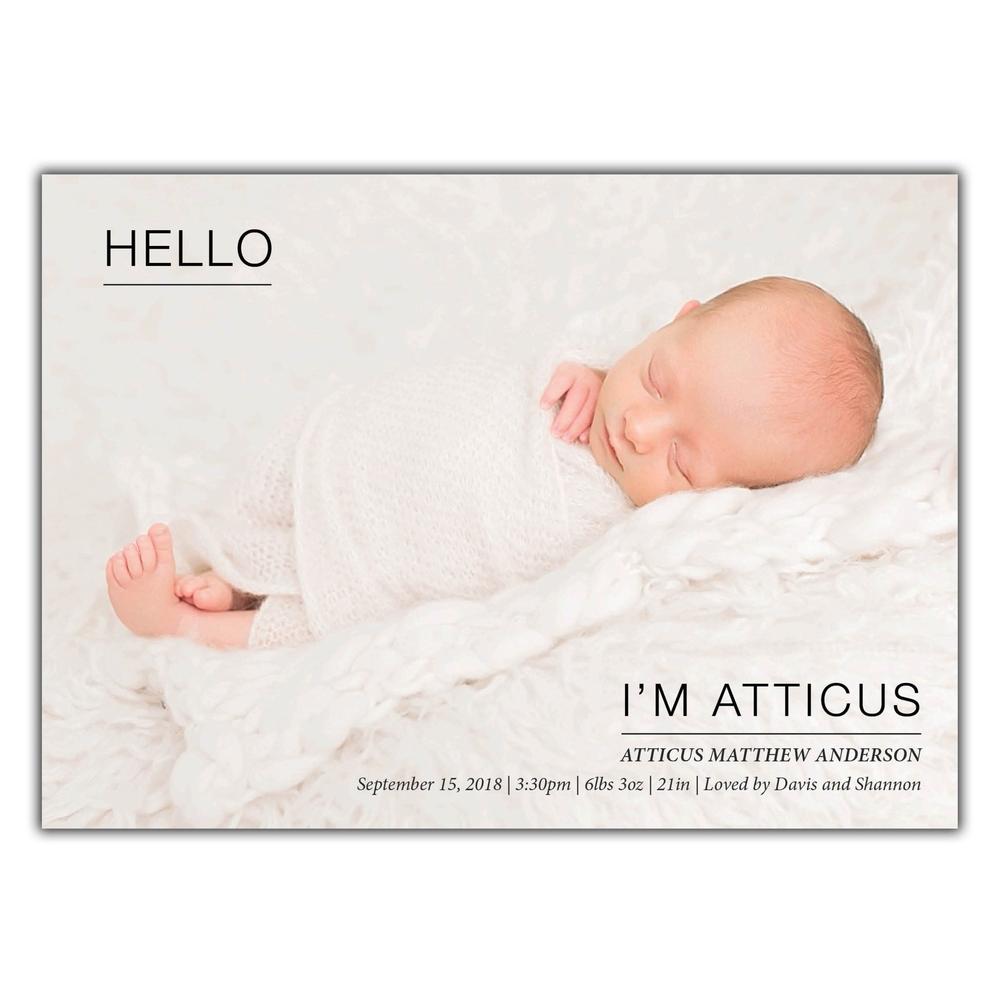 Hello Birth Announcement
