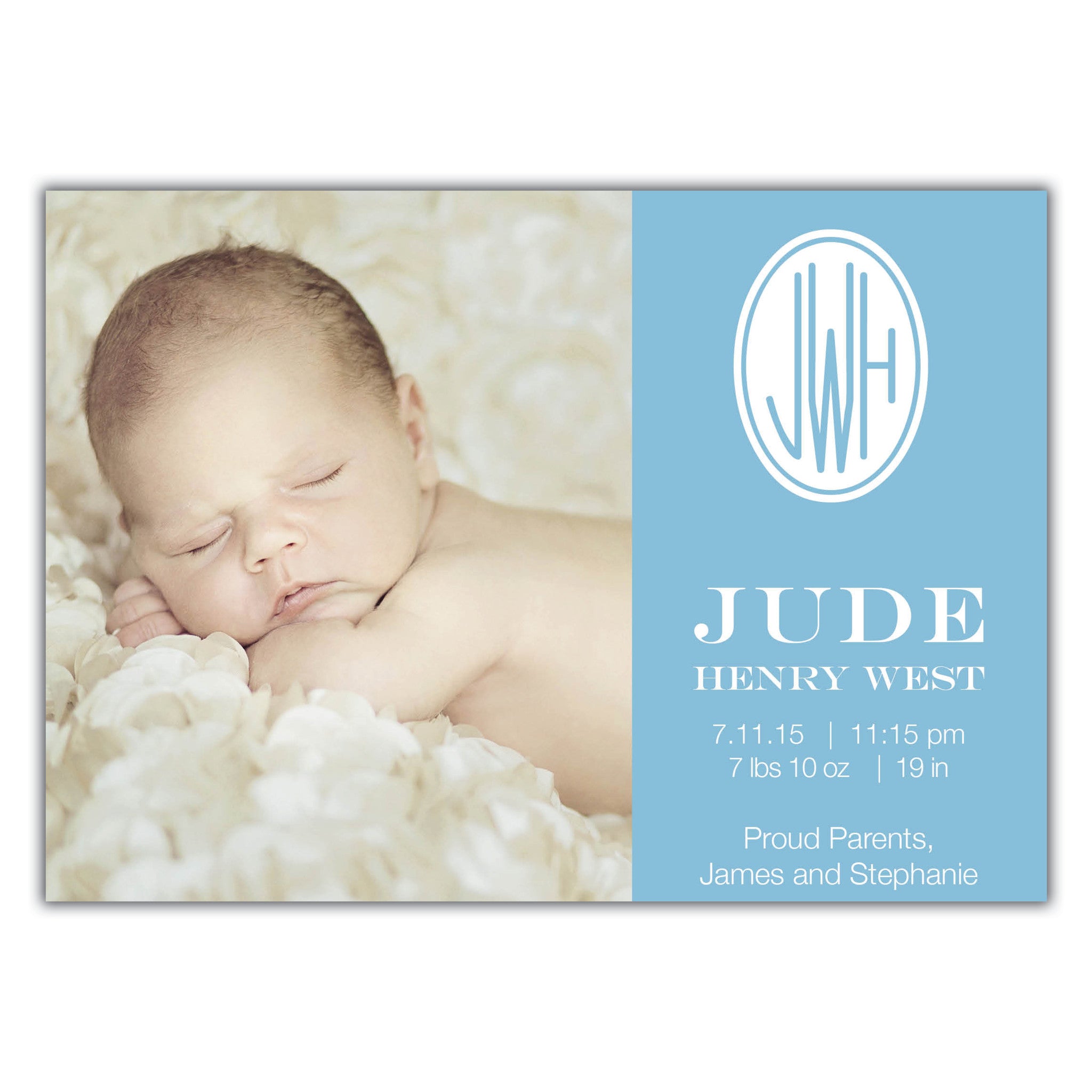 Monogram Birth Announcement