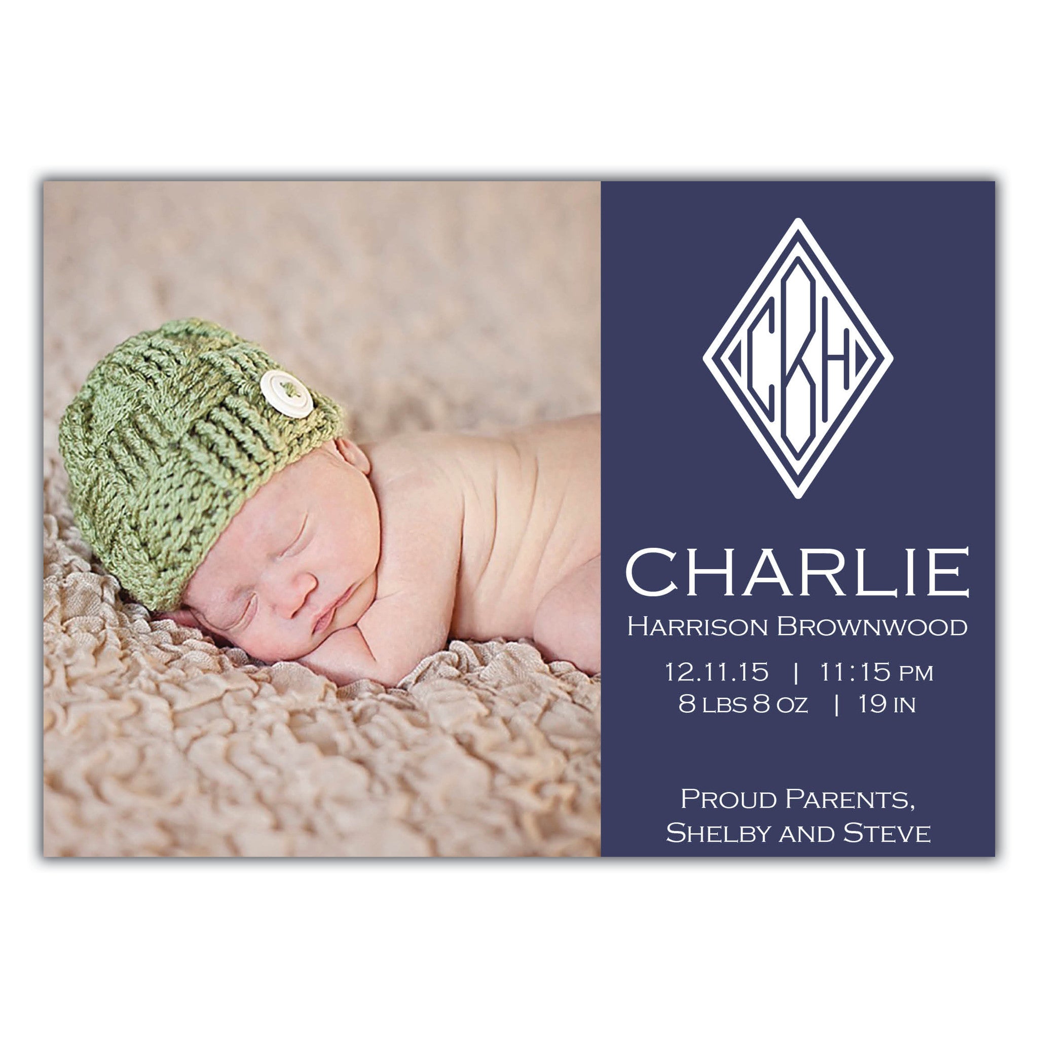 Monogram Birth Announcement