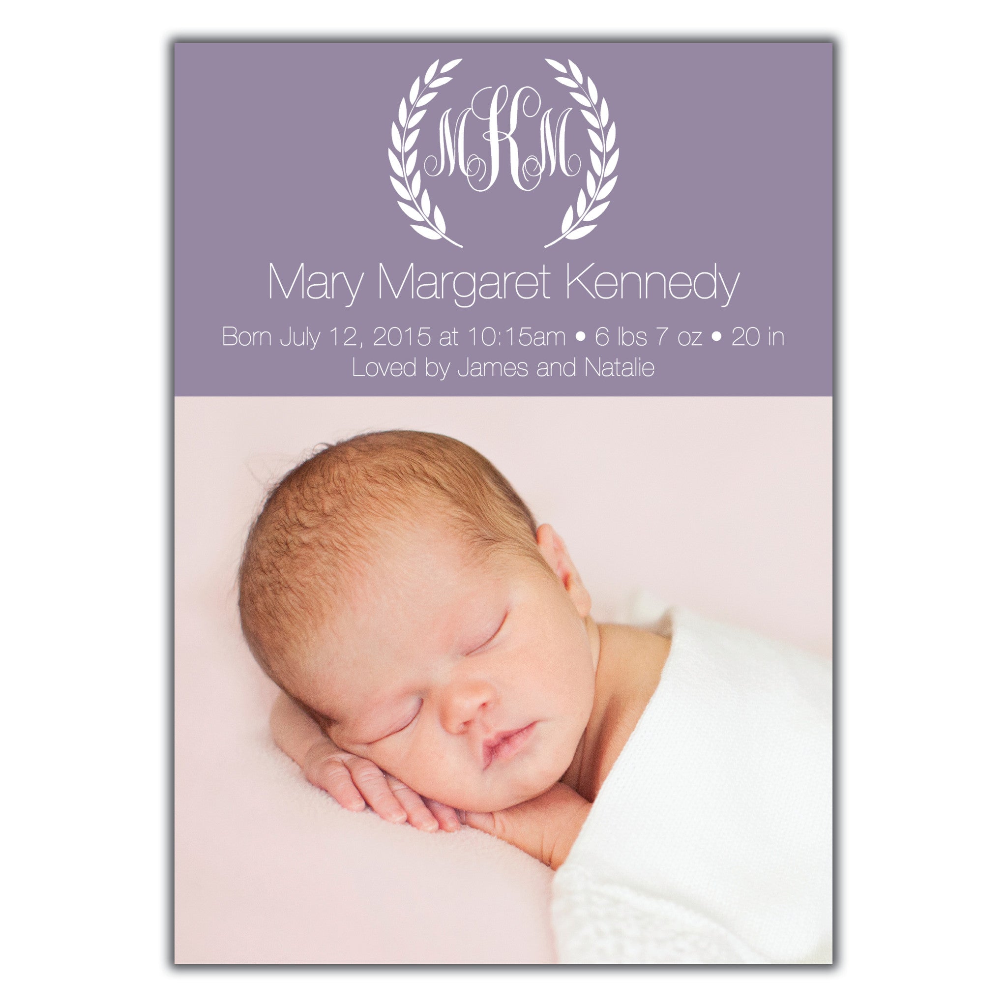 Monogram Birth Announcement