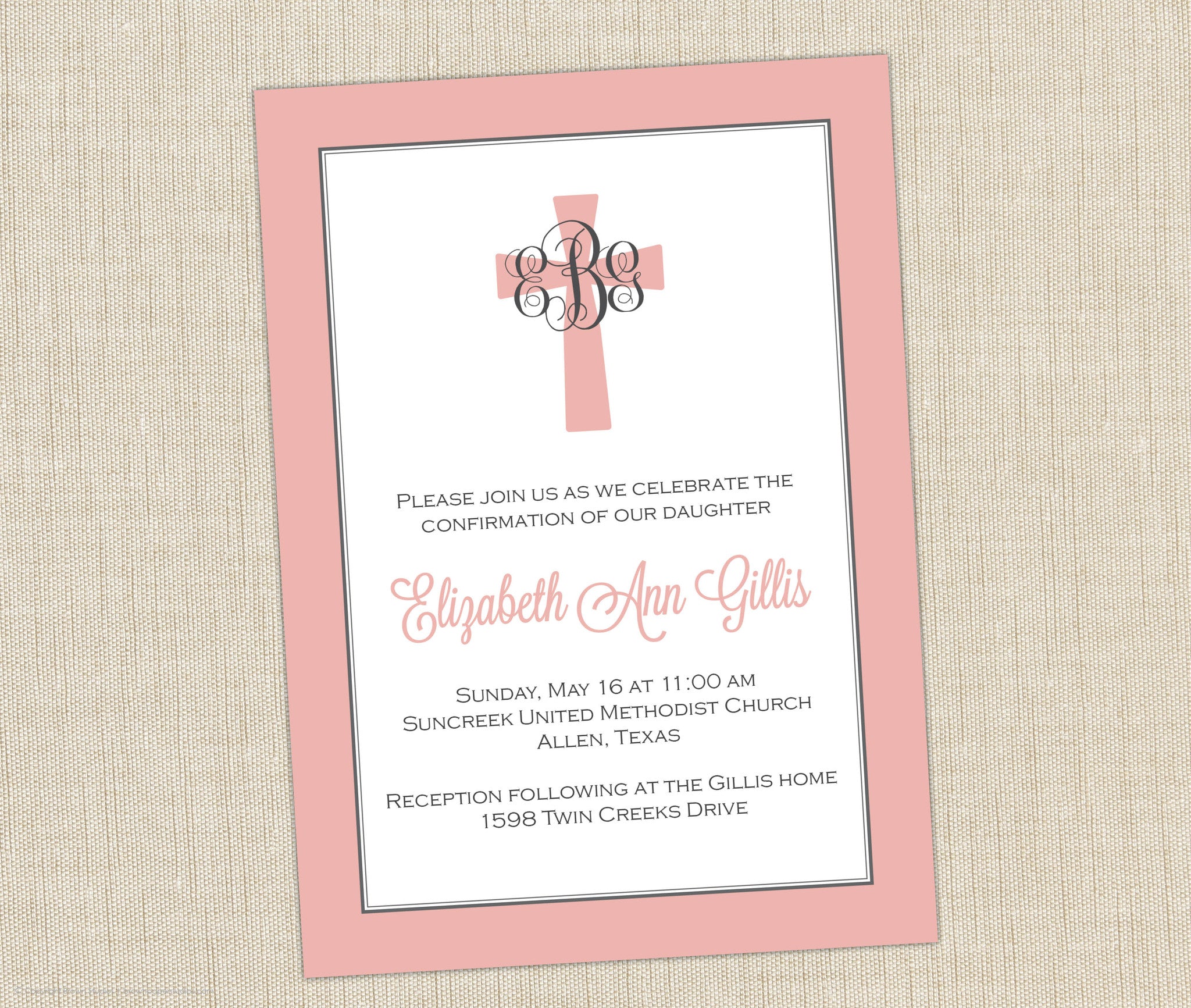 Monogram Confirmation Invitation