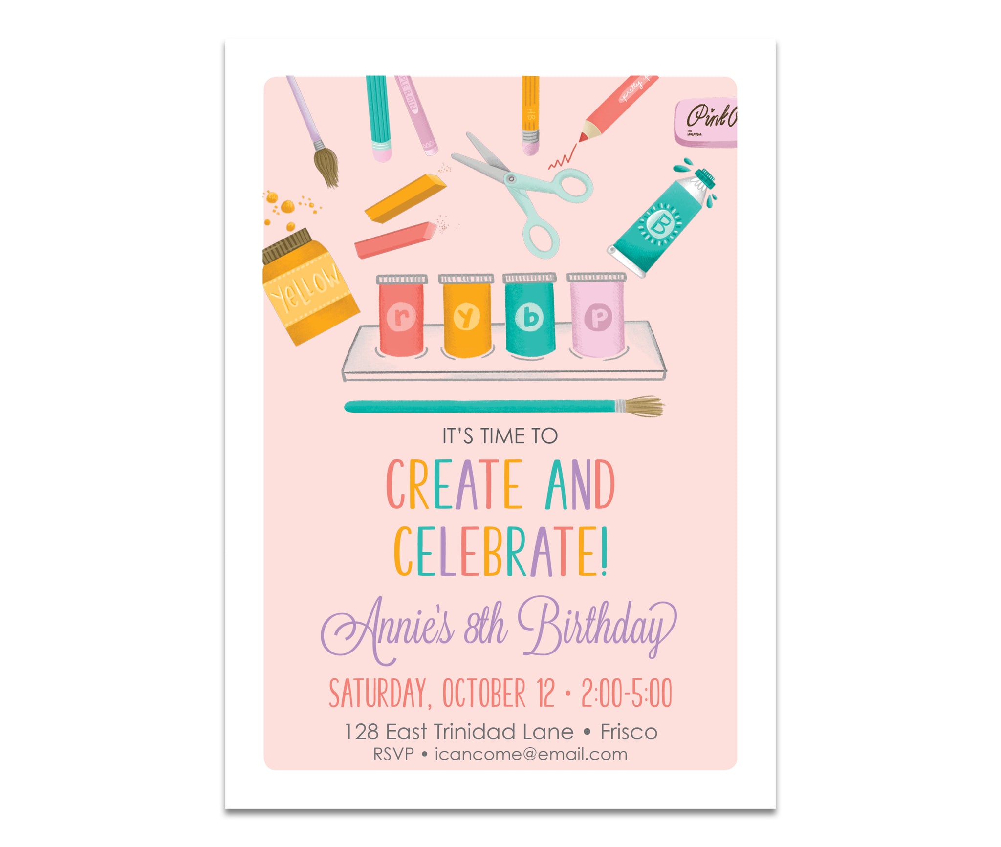 Paint Party Birthday Invitation