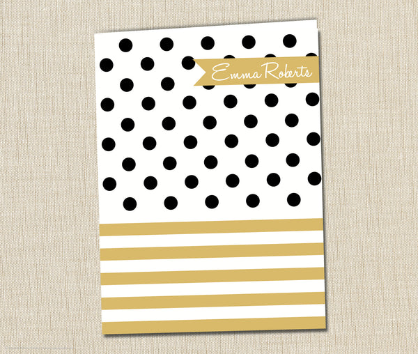 Personalized Folder Dots and Stripes
