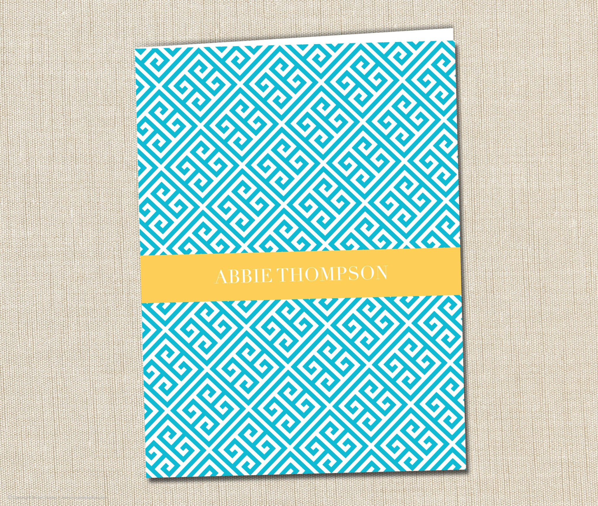 Personalized Folder Girls Greek Key