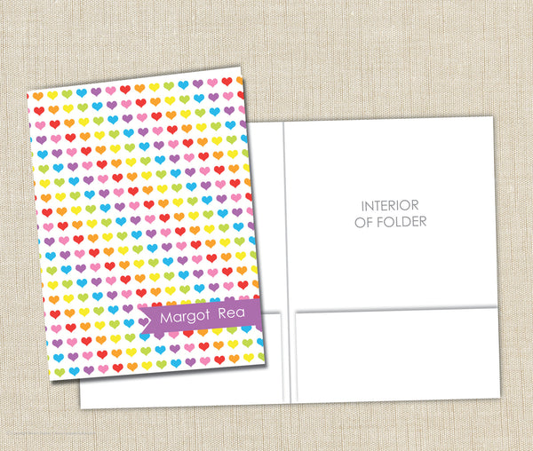 Personalized Folder Rainbow Hearts