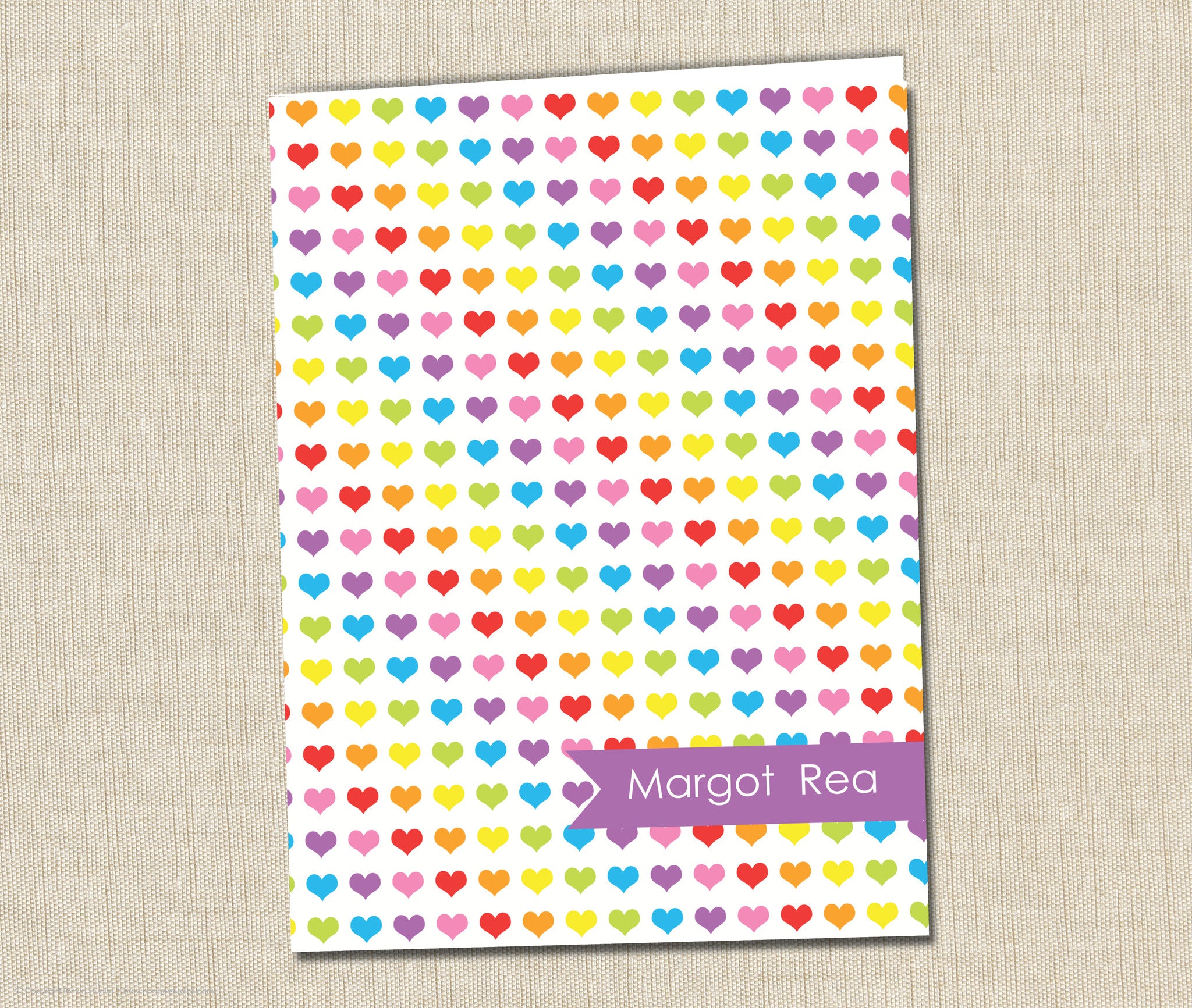 Personalized Folder Rainbow Hearts