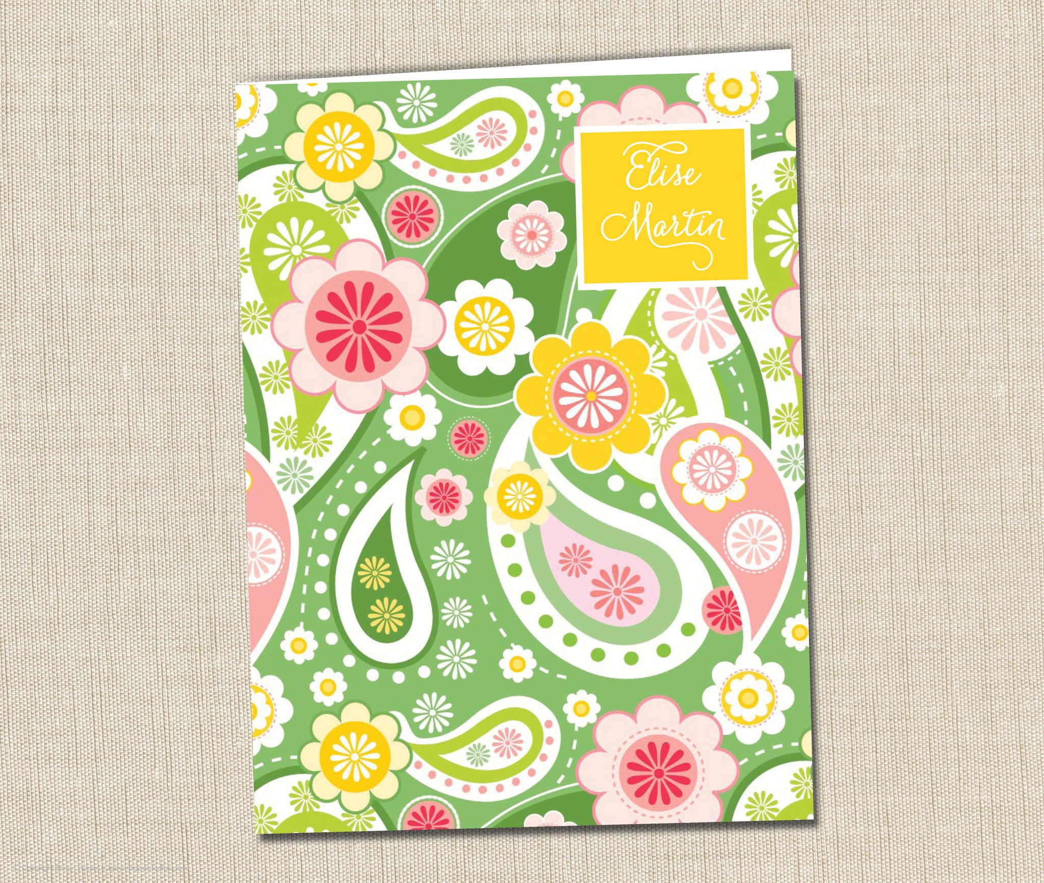 Personalized Folder Green Paisley