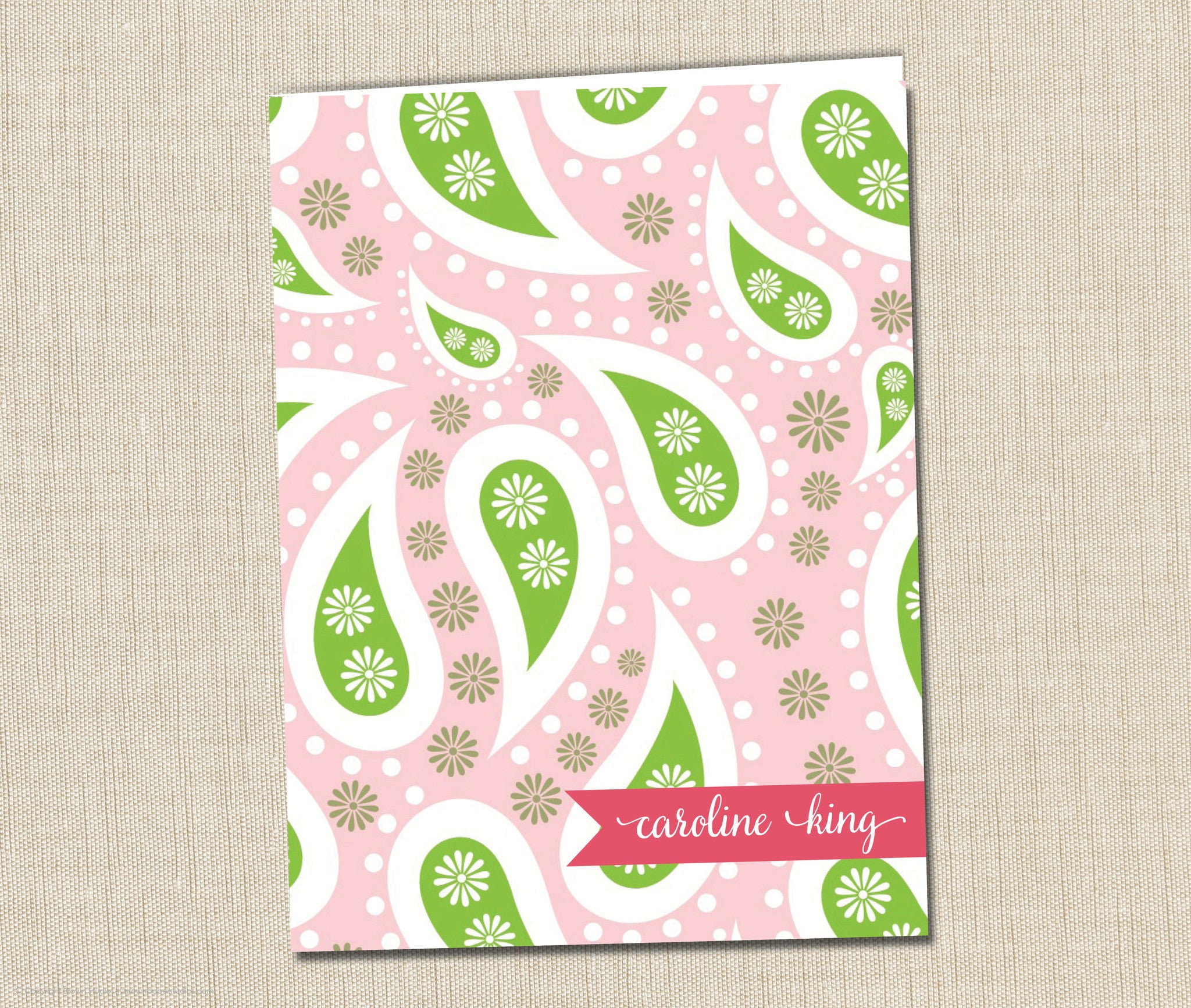 Personalized Folder Pink Paisley