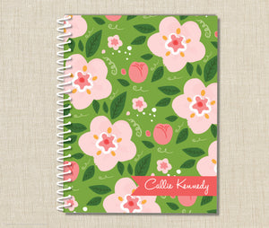 Personalized Floral Spiral Notebook