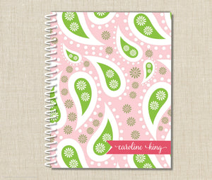 Personalized Spiral Notebook Pink Paisley