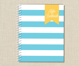 Personalized Stripe Spiral Notebook