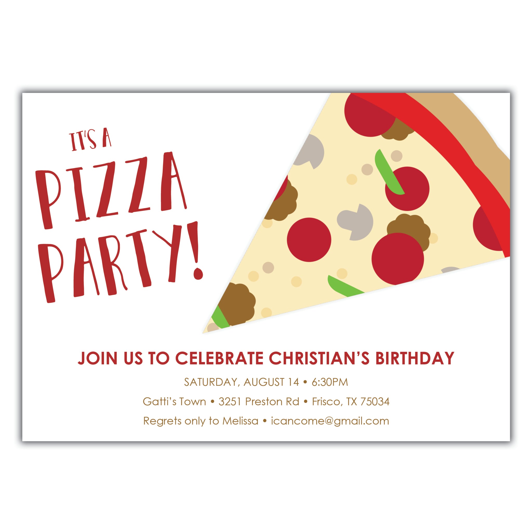 Pizza Party Birthday Invitation