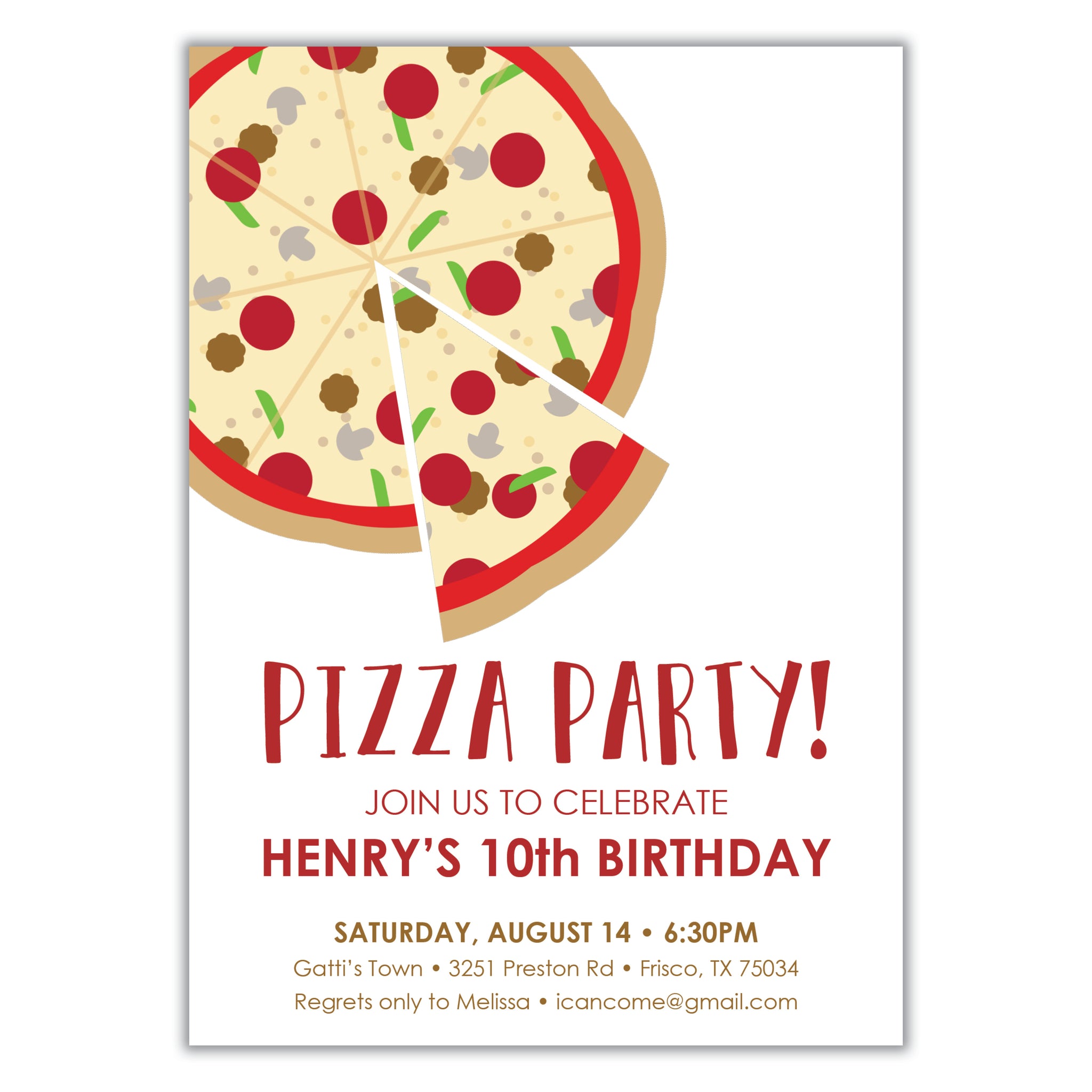 Pizza Party Birthday Invitation