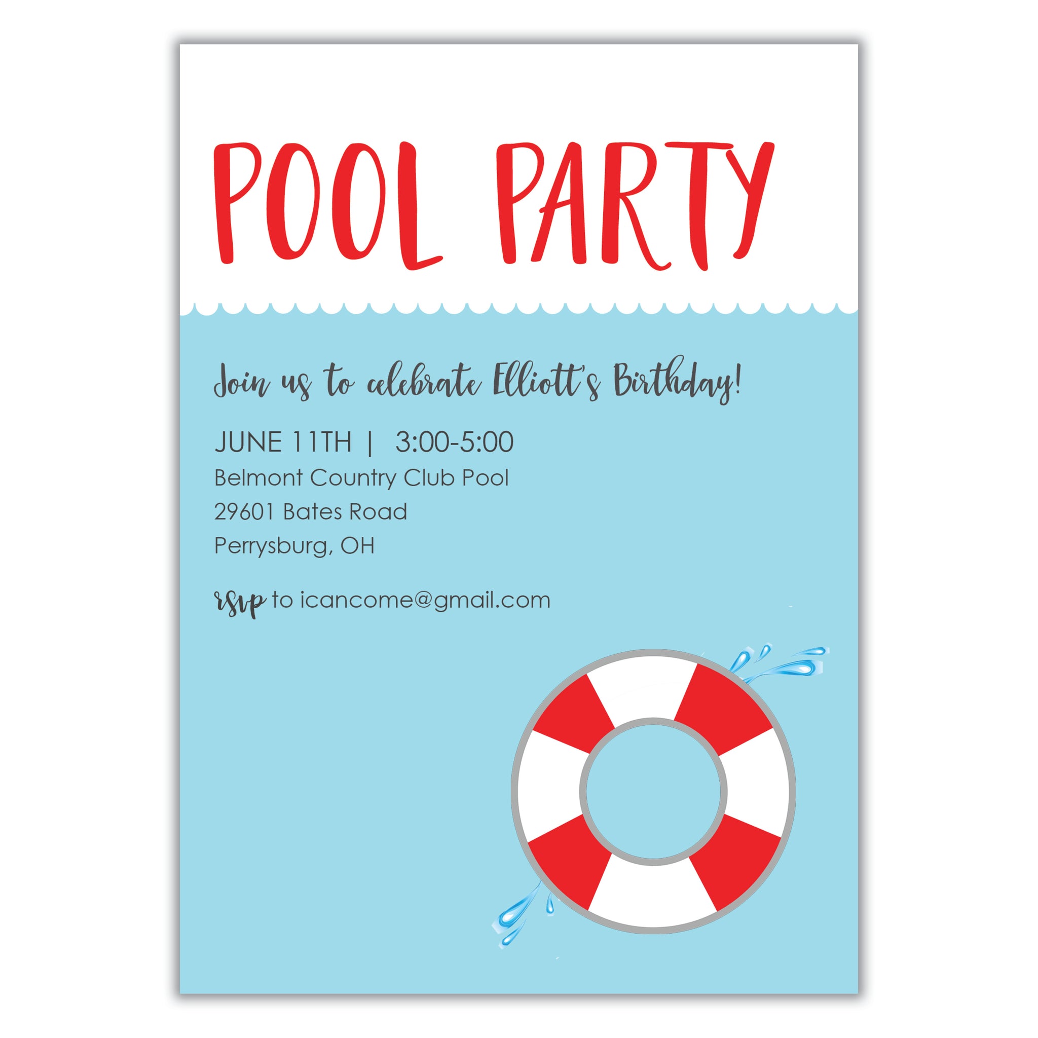 Pool Party Birthday Invitation