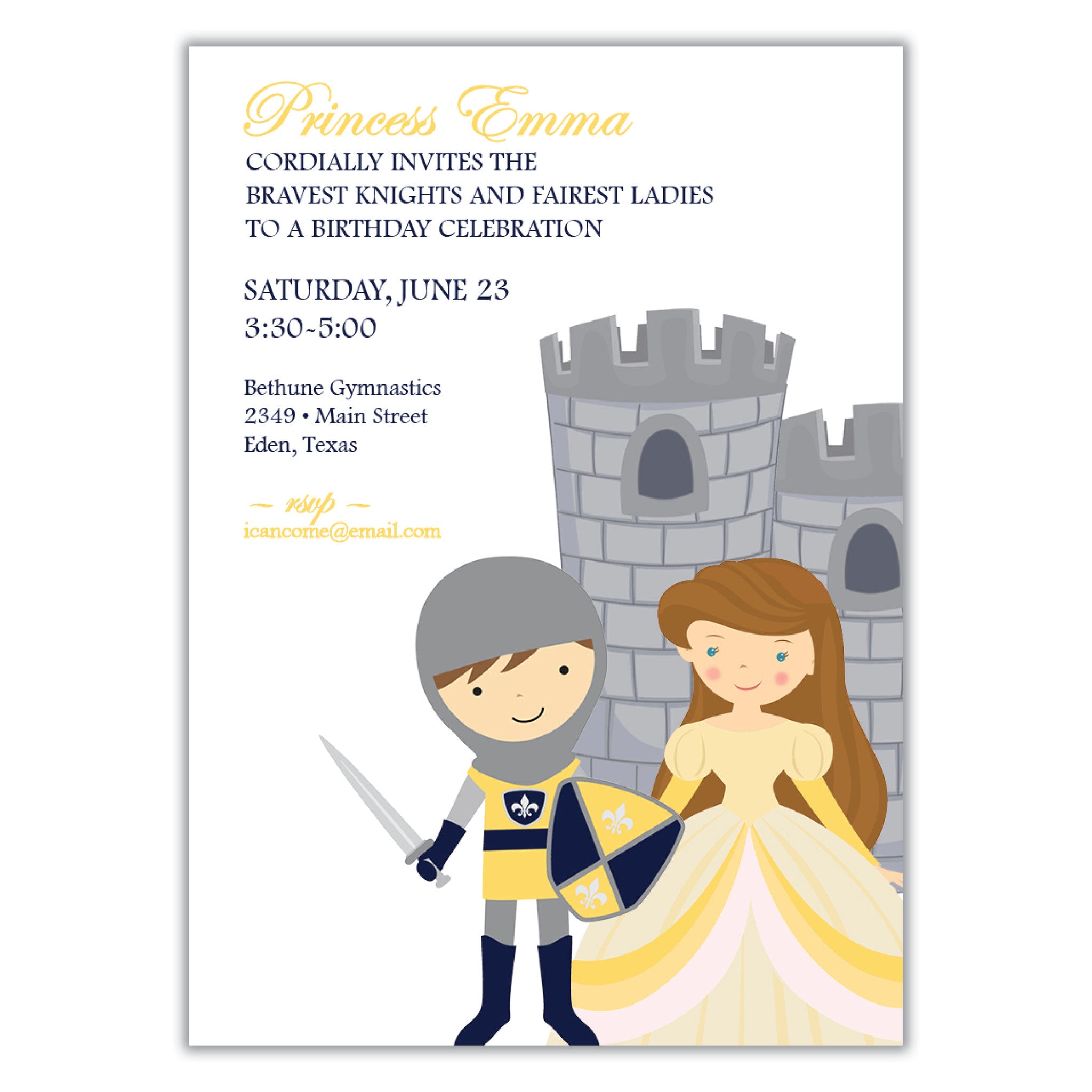 Princess and Knight Invitation