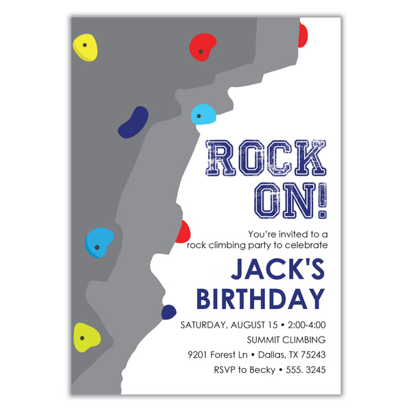 Rock Climbing Birthday Invitation