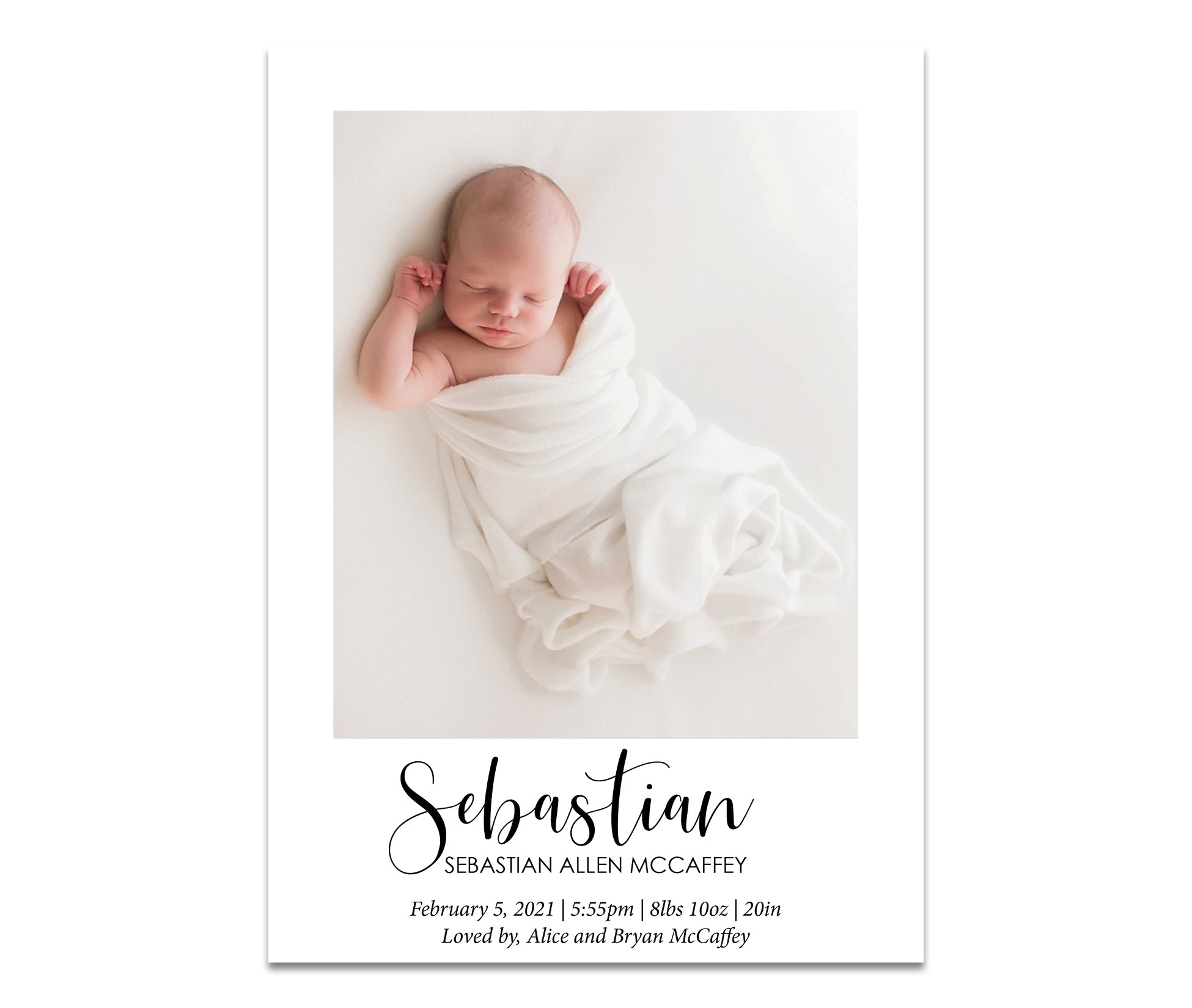Modern Name Birth Announcement