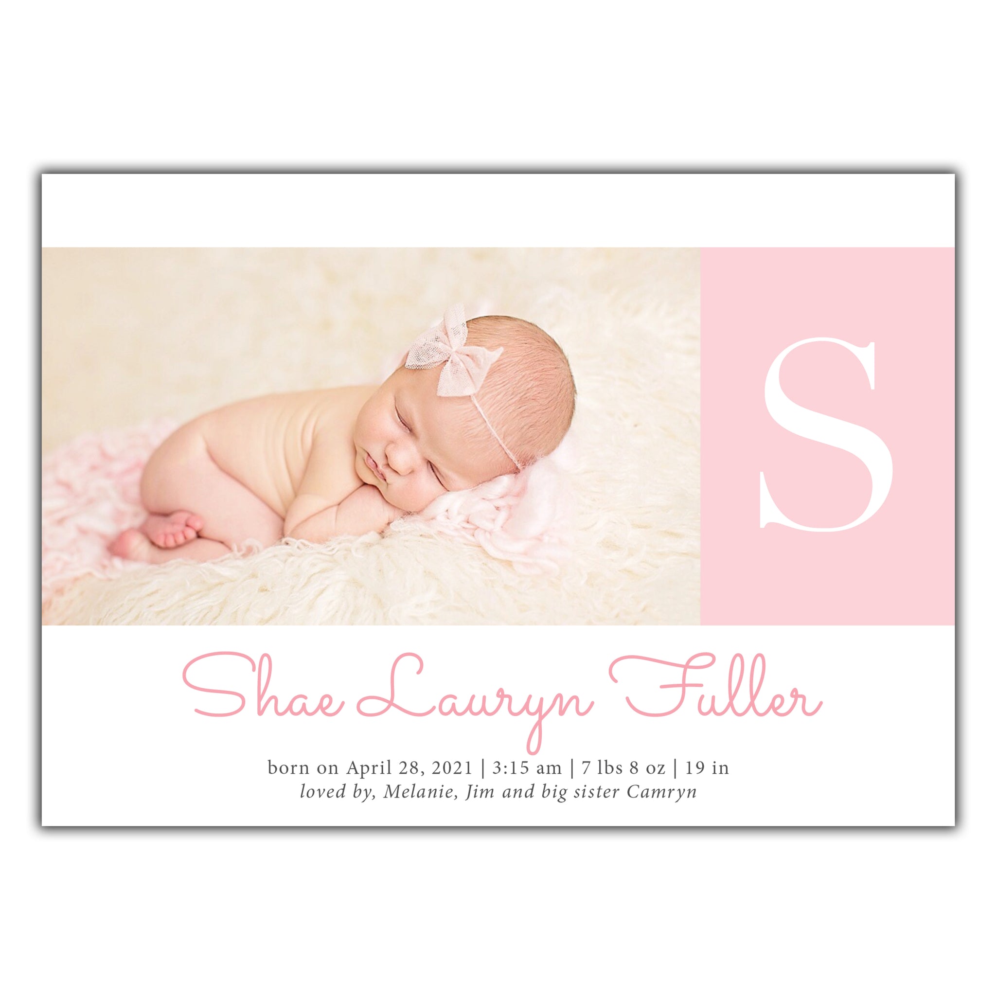 Monogram Birth Announcement