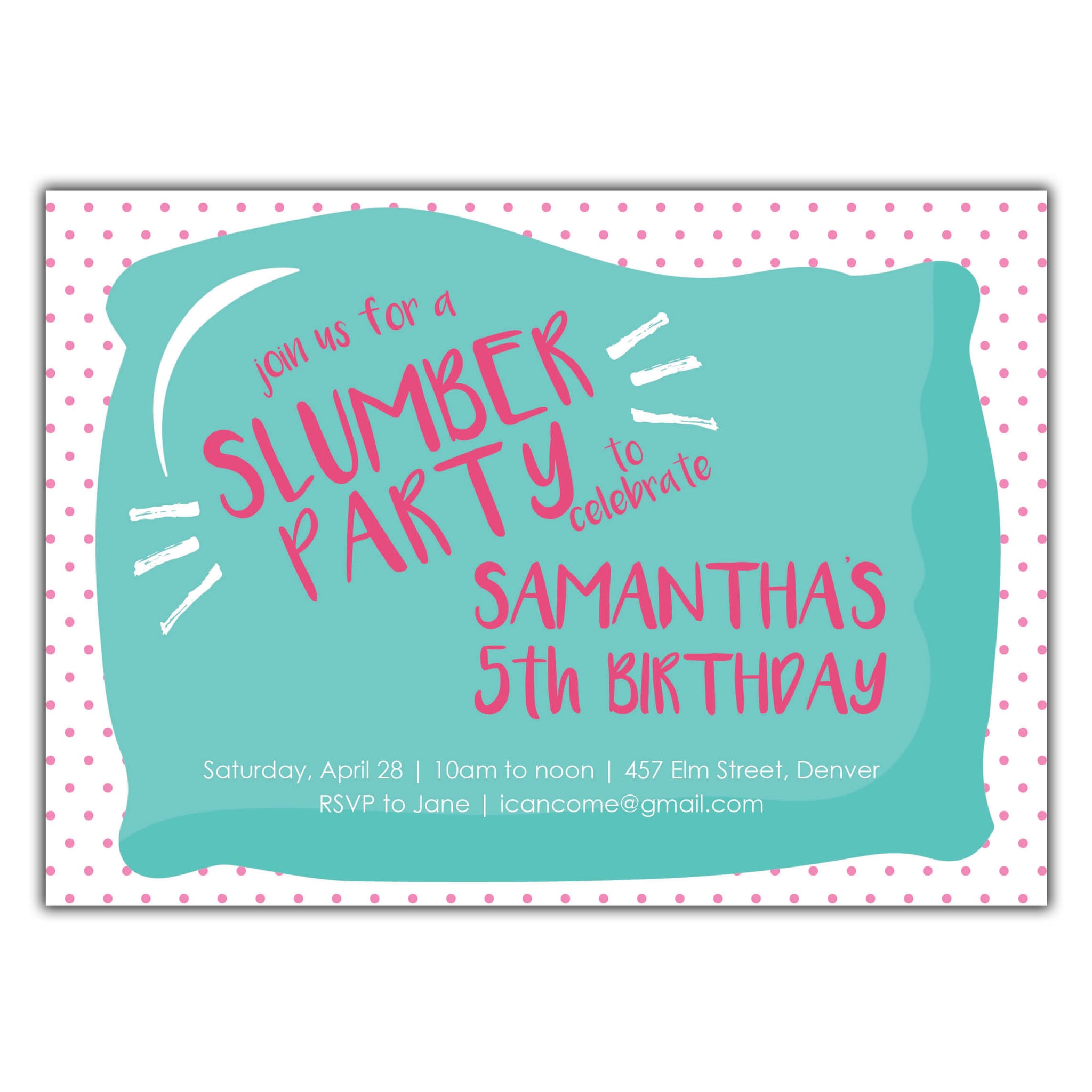 Sleepover Birthday Invitation