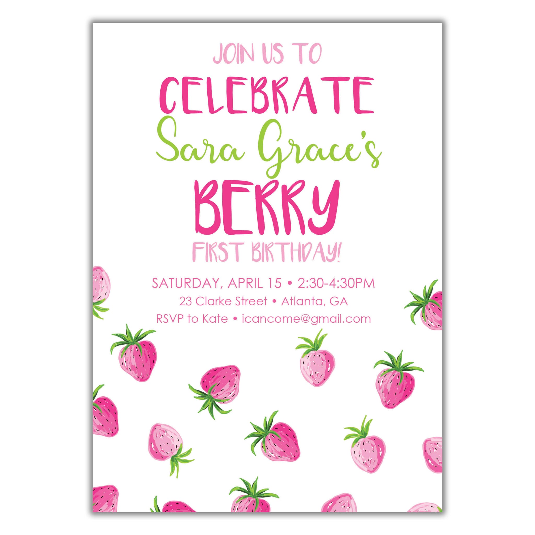 Strawberry Birthday Invitation