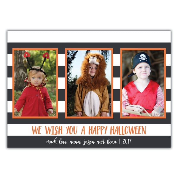 Fun Stripe Halloween Photo Card