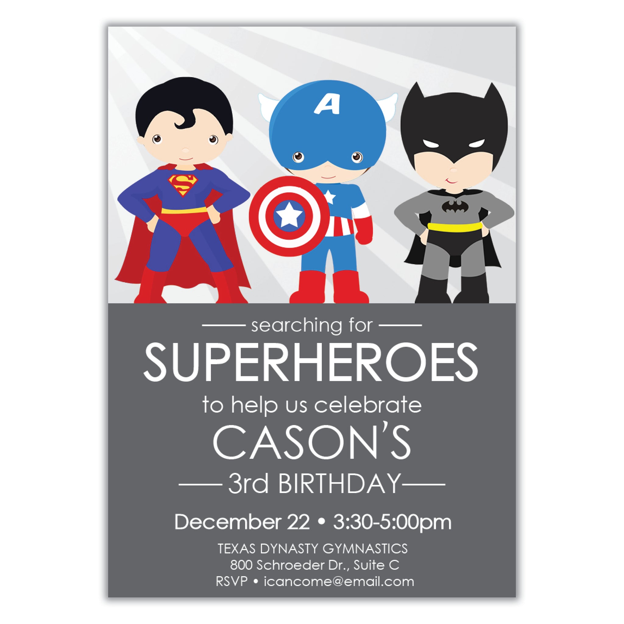 Superhero Birthday Invitation