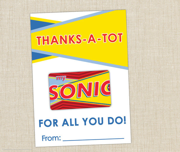 Sonic Gift Card Holder Thanks A Tot