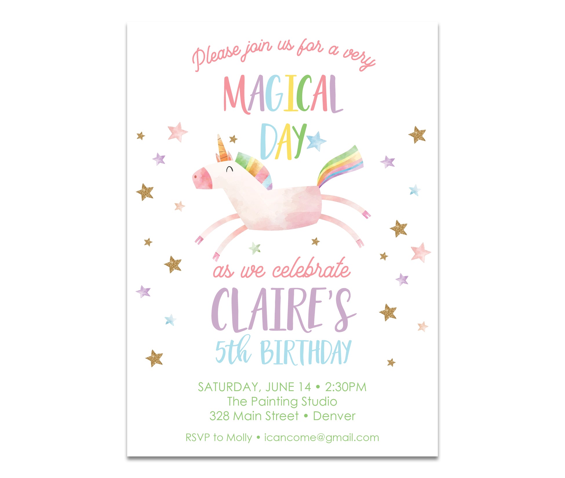 Unicorn Birthday Invitation