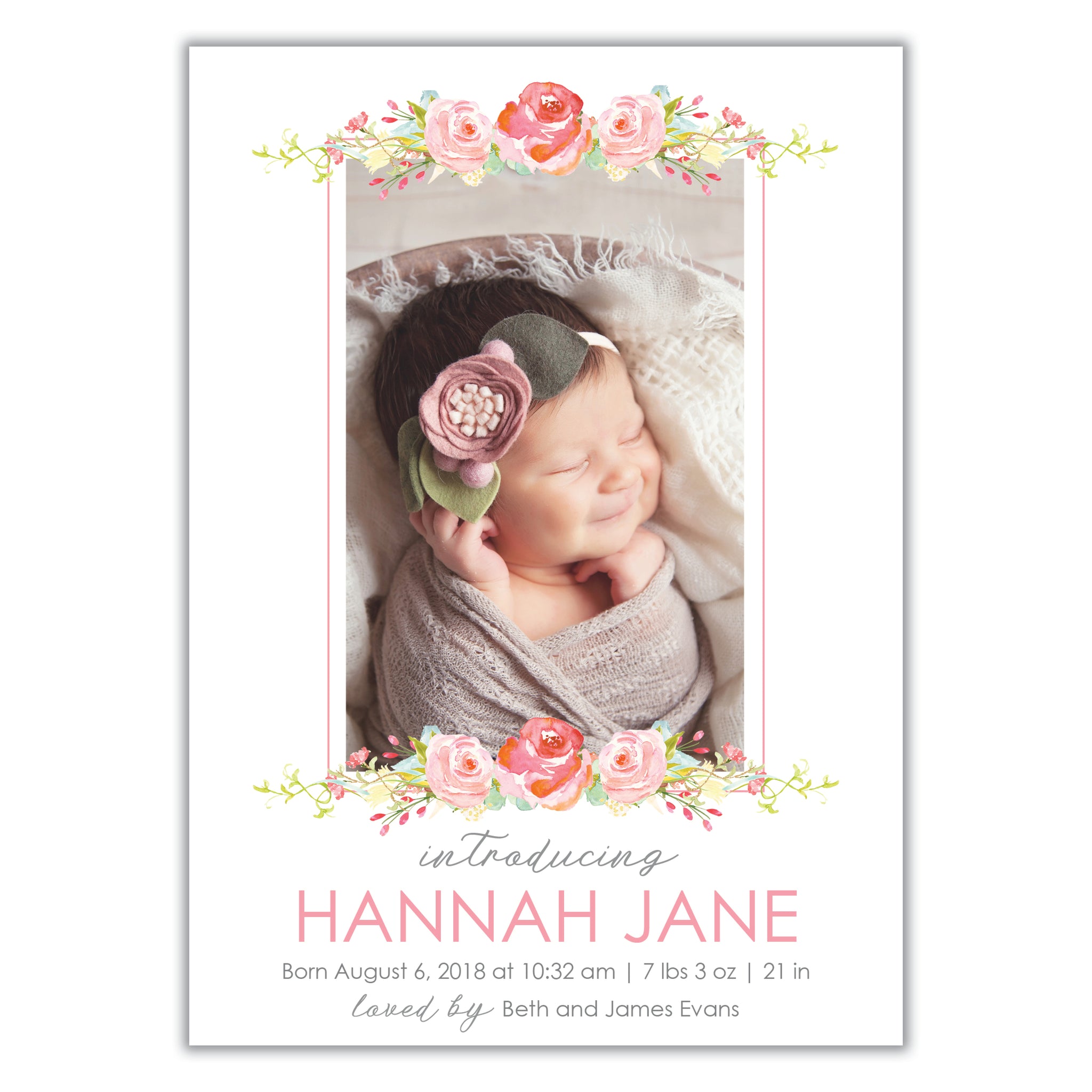 Floral Girls Birth Announcement
