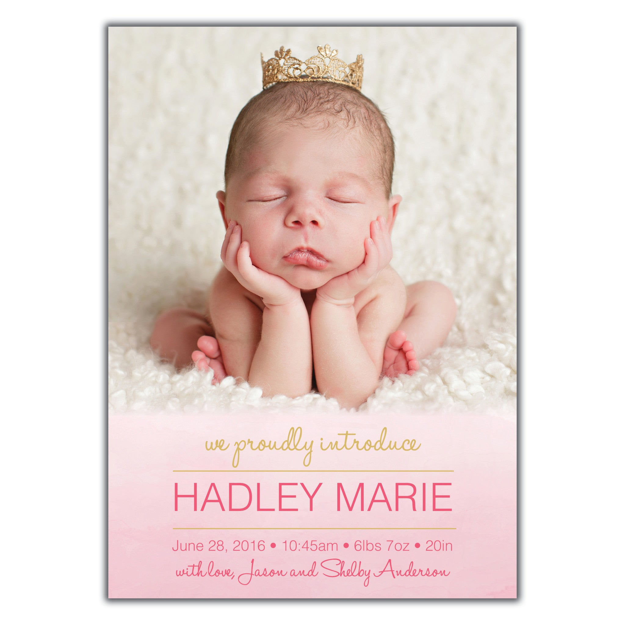 Ombre Watercolor Birth Announcement