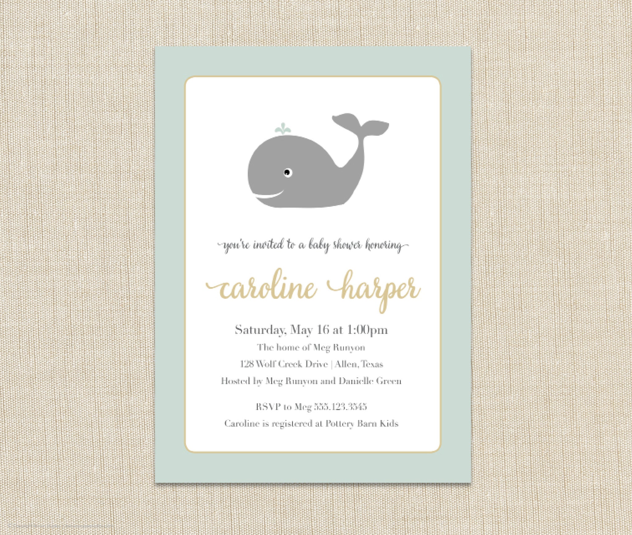 Whale Baby Shower Invitation