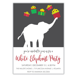 White Elephant Invitation